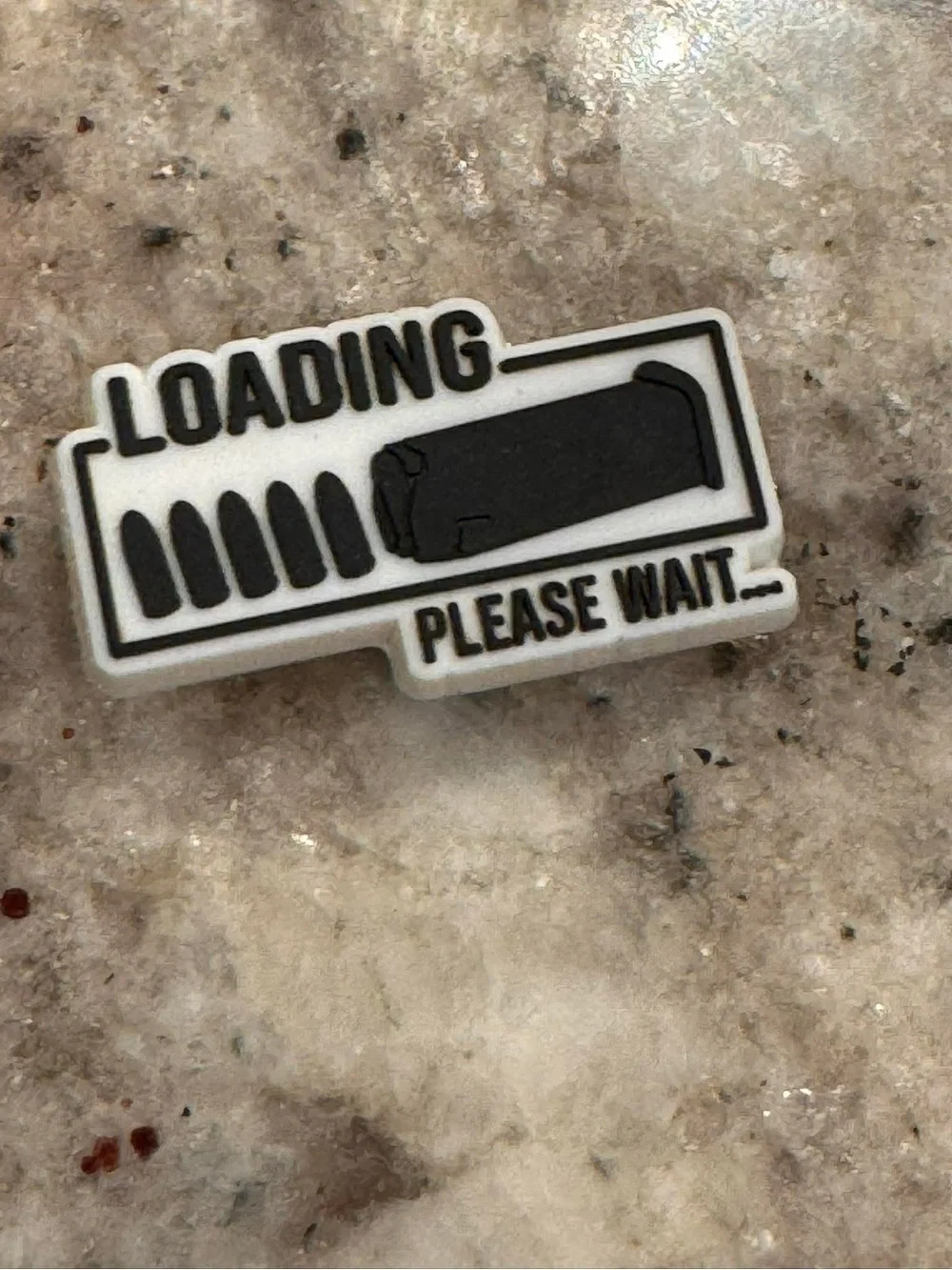CROCS Jibbitz 'Loading Please Wait' Black on White Charm